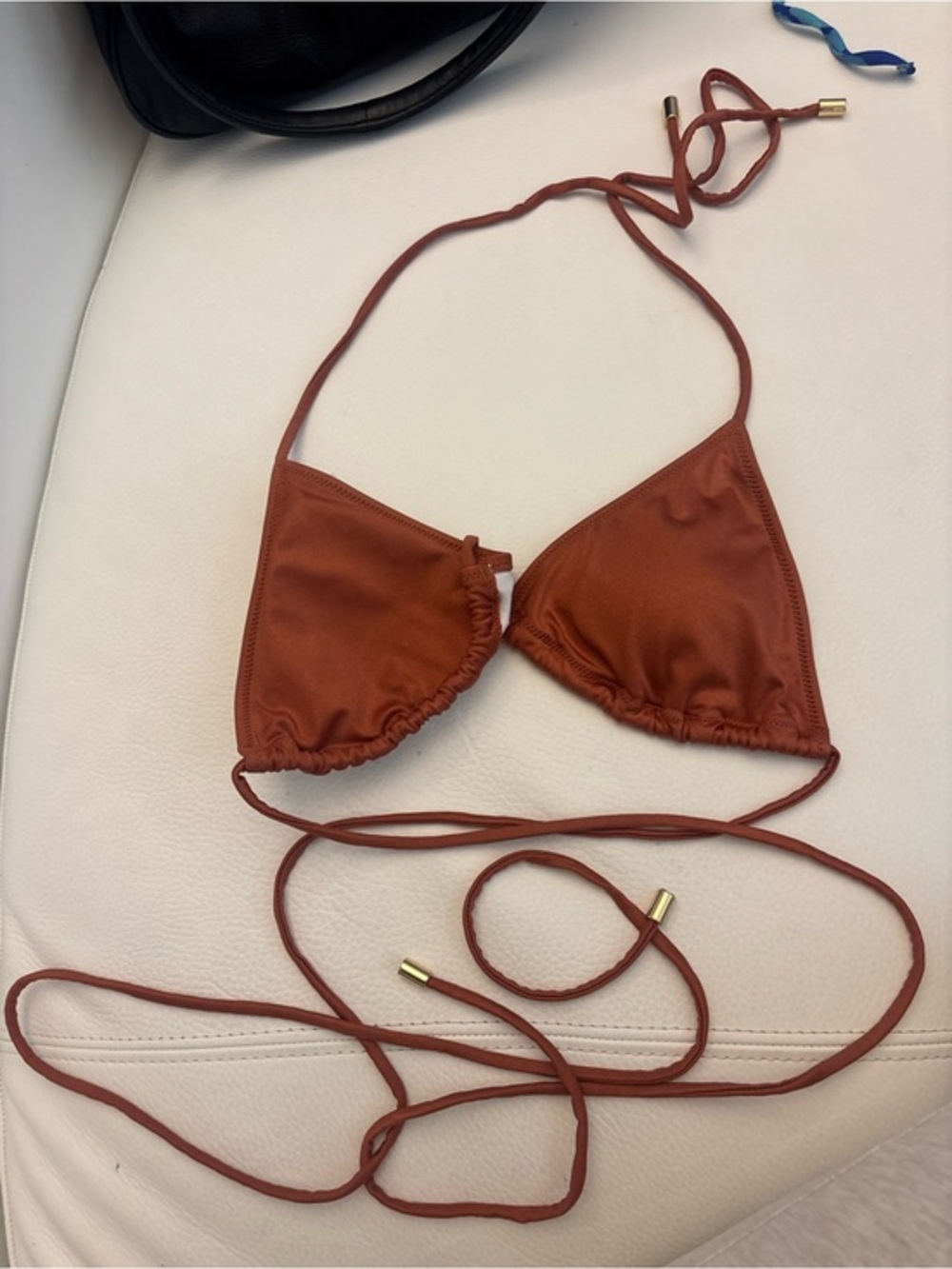 Women's Triangle Bikini Top in Rust - Picture 1 of 3